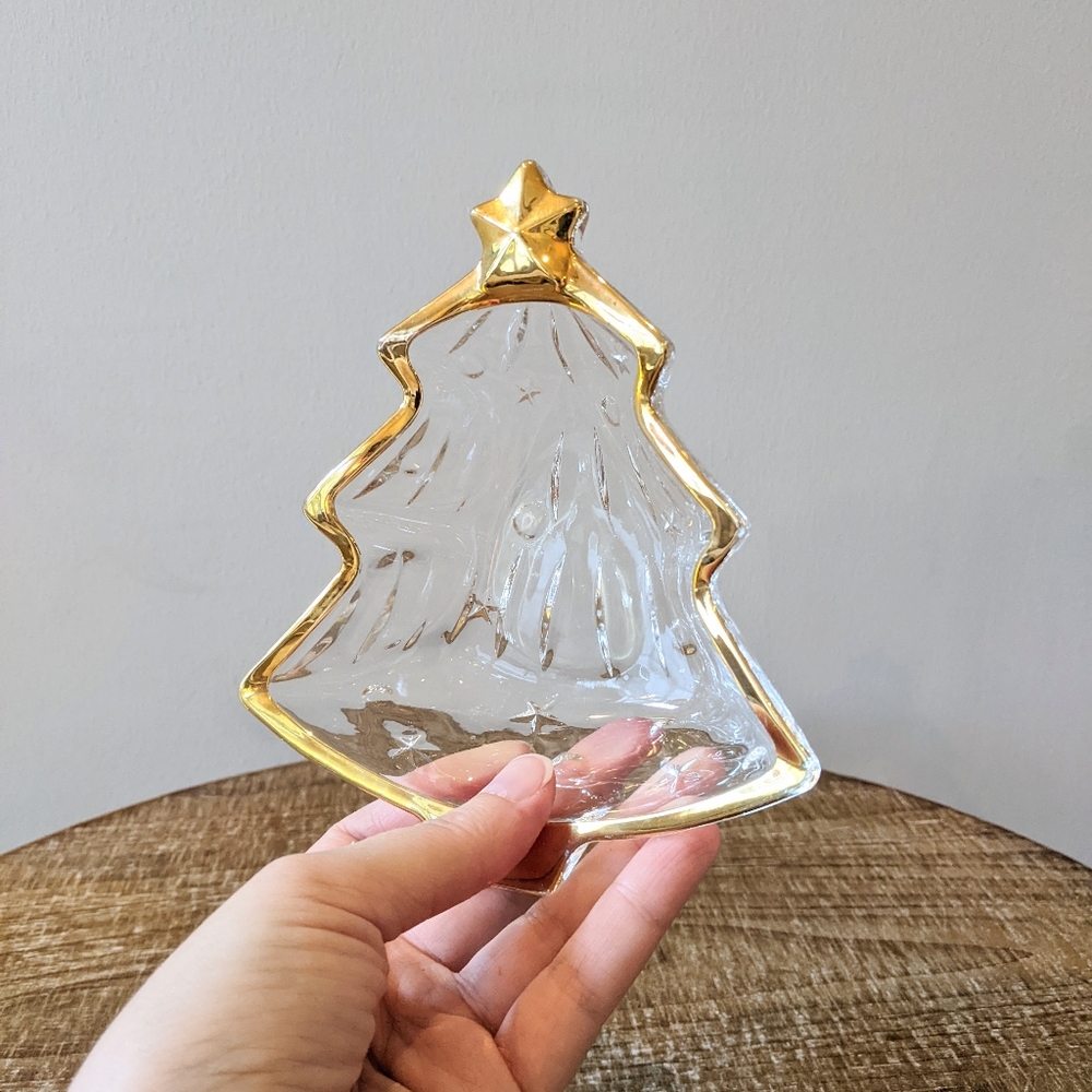 Vintage Glass Christmas Tree Candy Dish